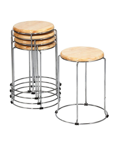 LSFH Unique Design True Innovations Wood Stack Stool Round Shape for Small Apartments, Living Room or Bedroom (1 Stool)