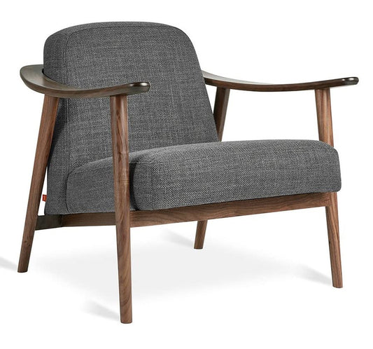 LSFH Unique Design Balticz Accent Chair Armchair with Solid Sagwan Wooden Frame Single Sofa Chair for Small Apartments, Living Room or Bedroom (Walnut Finish, Grey 1 Chair)