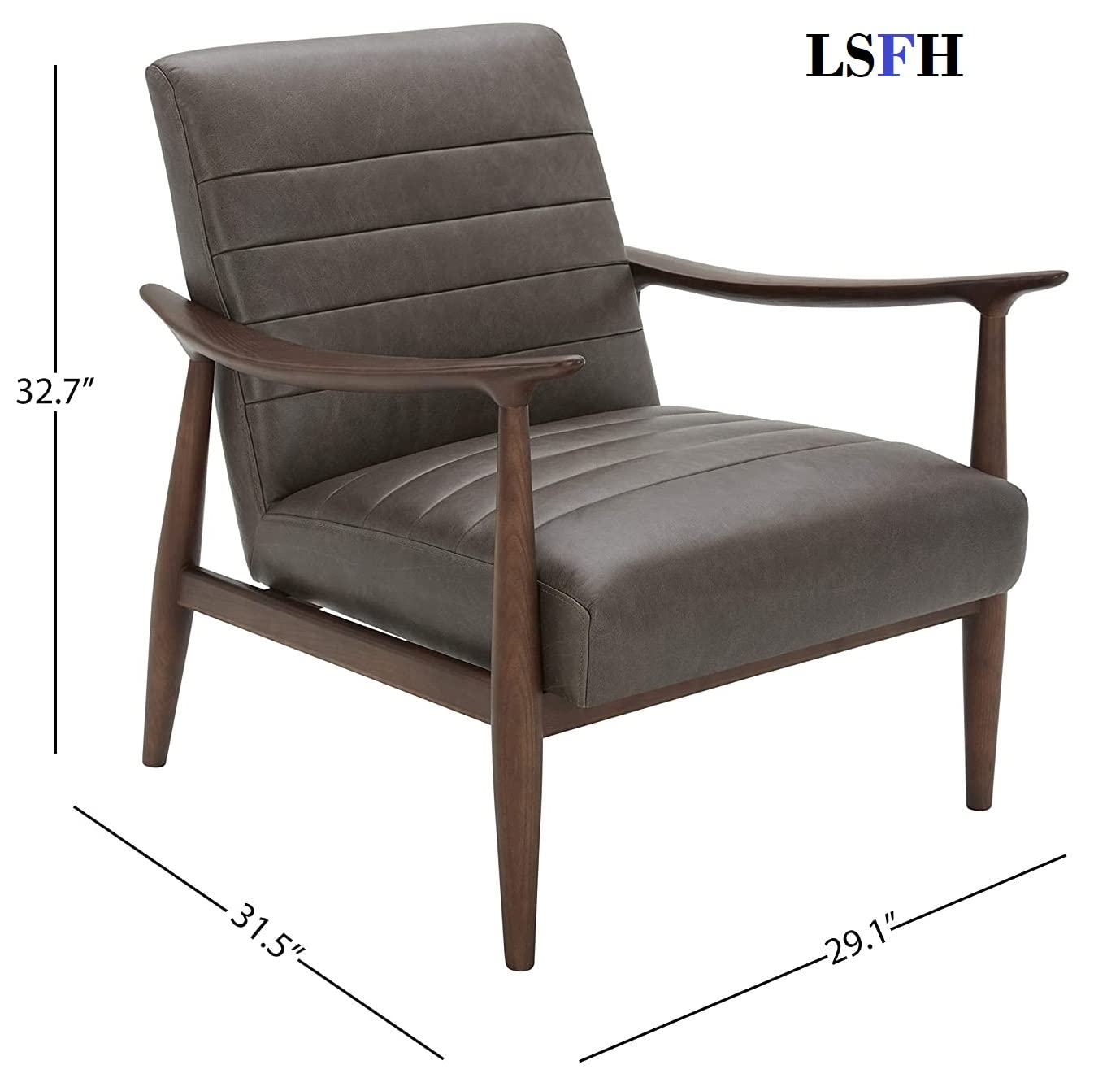 LSFH Unique Design Modern Channel Tufted Accent Chair Armchair with Solid Sagwan Wooden Frame Single Sofa Chair for Small Apartments, Living Room or Bedroom (1 Chair, Charcoal)