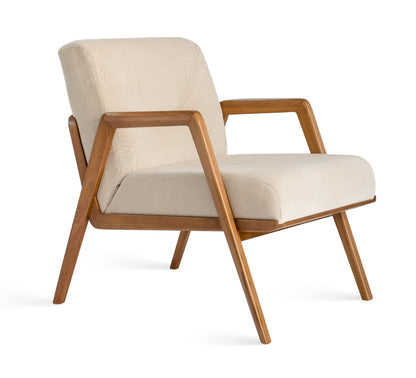 LSFH Unique Design True Innovations Maluz Accent Chair Armchair with Solid Sagwan Wooden Frame Single Sofa Chair for Small Apartments, Living Room or Bedroom (Set of 2 Chairs, Off-White)