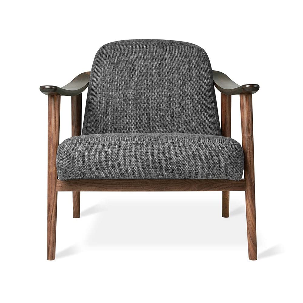 LSFH Unique Design Balticz Accent Chair Armchair with Solid Sagwan Wooden Frame Single Sofa Chair for Small Apartments, Living Room or Bedroom (Walnut Finish, Grey Set of 2 Chairs)