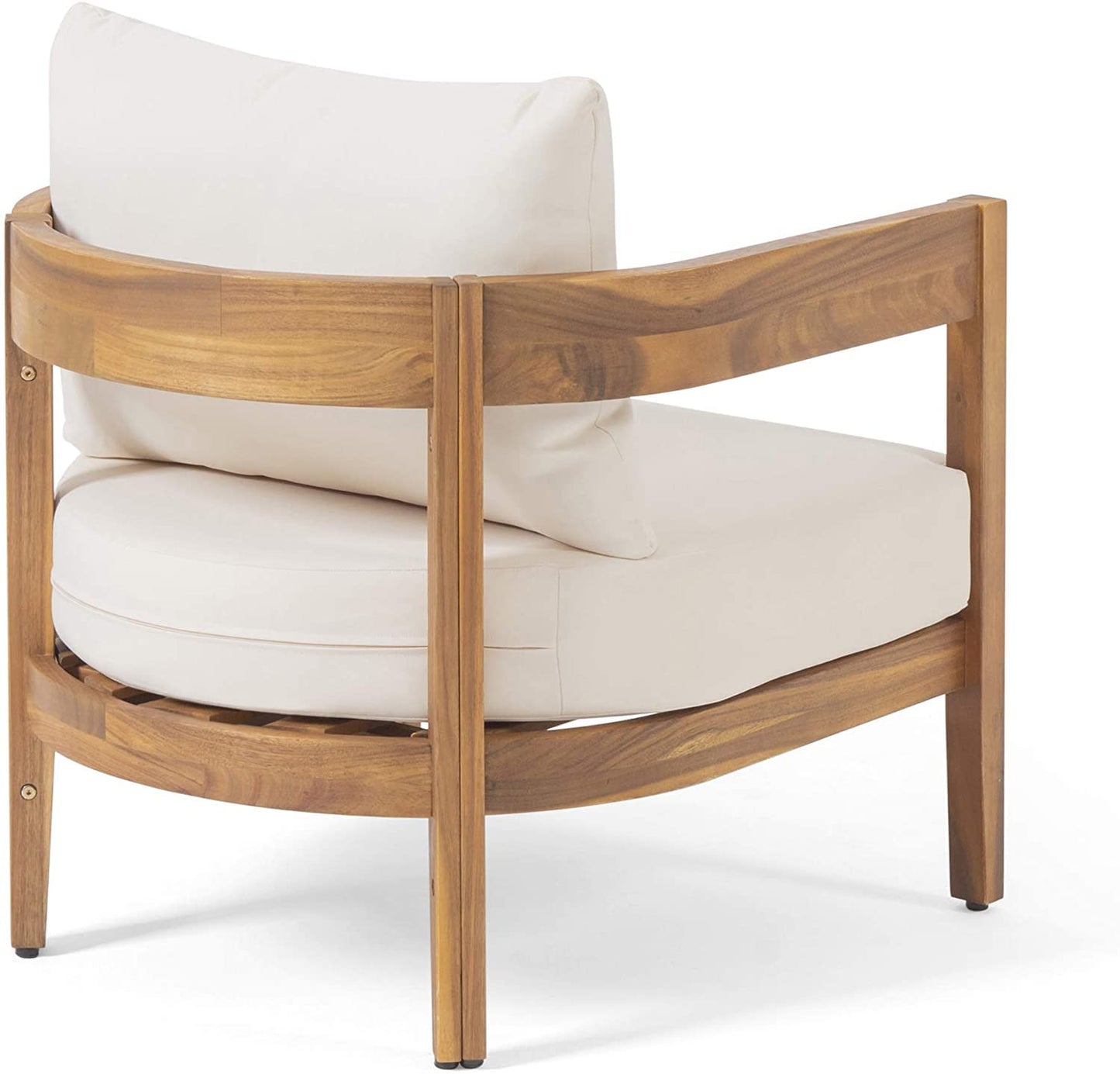 LSFH Unique Design True Innovations Alfy Accent Chair Armchair with Solid sagwan Wooden Frame Single Sofa Chair for Small Apartments, Living Room or Bedroom (Set of 2 Chairs, Beige)