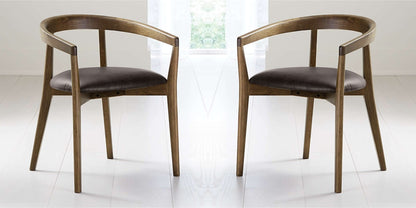 LSFH Unique Design Stone Round Back Dining Chair Accent Chair Armchair with Solid Sagwan Wooden Frame Single Sofa Chair for Small Apartments, Living Room or Bedroom (Set of 2 Chairs, Black)