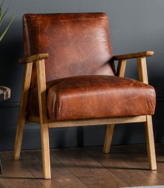 LSFH Unique Design True Innovations Odsey Accent Chair Armchair with Solid Sagwan Wooden Frame Single Sofa Chair for Small Apartments, Living Room or Bedroom (1 Chair, Brown)