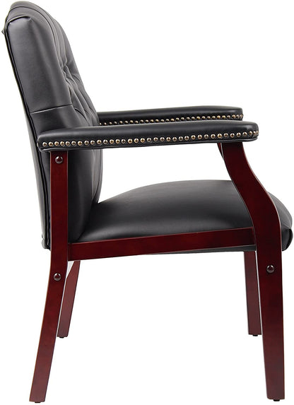 LSFH Unique Design True Innovations Ivy Button Tufted Accent Chair Armchair with Solid sagwan Wooden Frame Single Sofa Chair for Small Apartments, Living Room or Bedroom (1 Chair, Black)