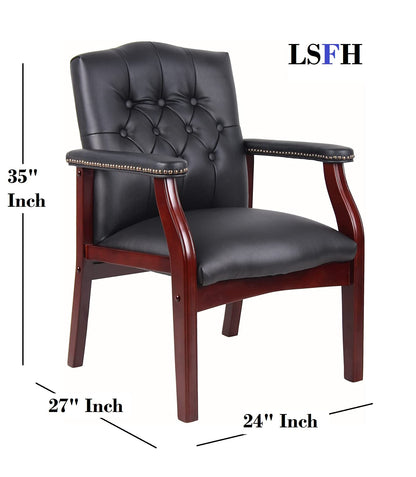 LSFH Unique Design True Innovations Ivy Button Tufted Accent Chair Armchair with Solid sagwan Wooden Frame Single Sofa Chair for Small Apartments, Living Room or Bedroom (Set of 2 Chair, Black)