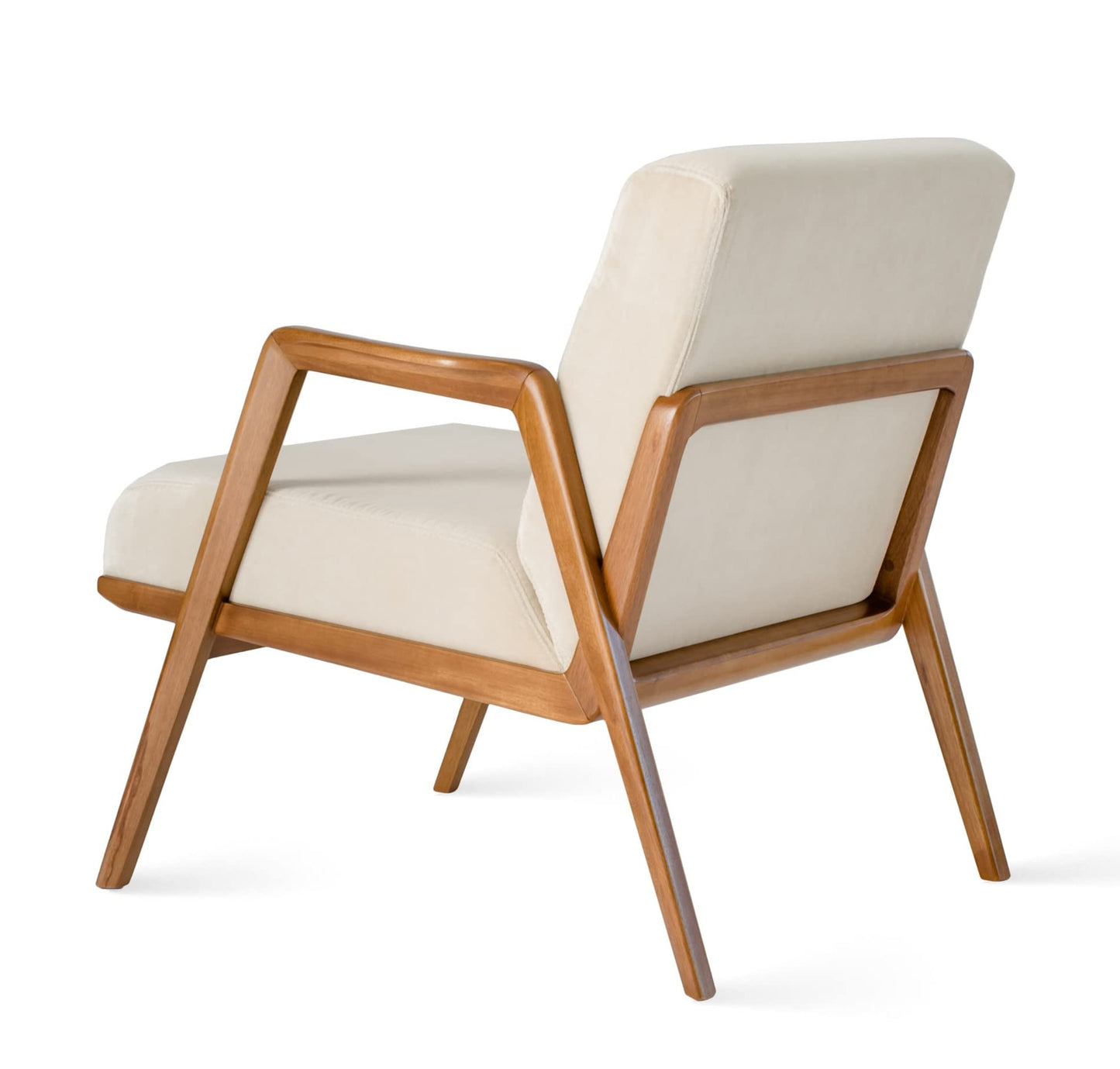 LSFH Unique Design True Innovations Maluz Accent Chair Armchair with Solid Sagwan Wooden Frame Single Sofa Chair for Small Apartments, Living Room or Bedroom (Set of 2 Chairs, Off-White)