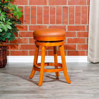 LSFH Unique Design True Innovations Wood Stack Stool Round Shape for Small Apartments, Living Room or Bedroom (Set of 2 Barstools, Brown)