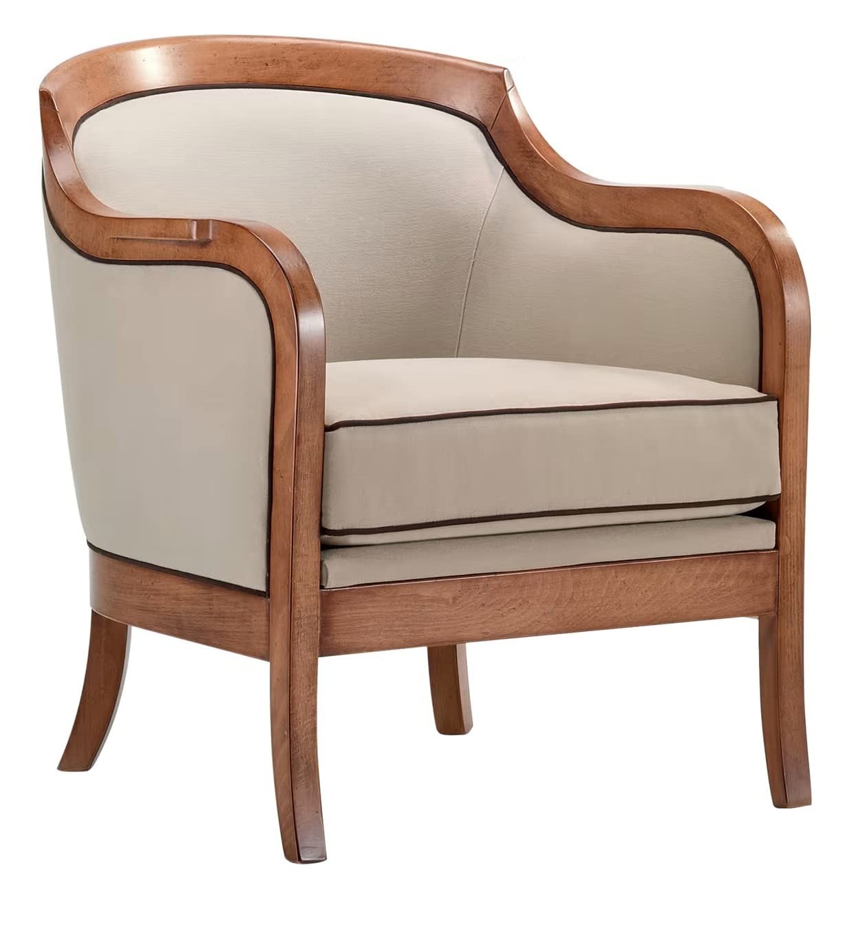 LSFH Unique Design True Innovations Moden Velvet Accent Chair Armchair with Solid Sagwan Wooden Frame Single Sofa Chair for Small Apartments, Living Room or Bedroom (1 Chair, Beige)