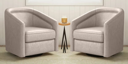 LSFH Unique Design True Innovations Kierste Wide Swivel 360 Degree Accent Chair Armchair Single Sofa Chair for Small Apartments, Living Room or Bedroom (Set of 2 Chairs, Beige)