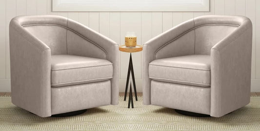 LSFH Unique Design True Innovations Kierste Wide Swivel 360 Degree Accent Chair Armchair Single Sofa Chair for Small Apartments, Living Room or Bedroom (Set of 2 Chairs, Beige)