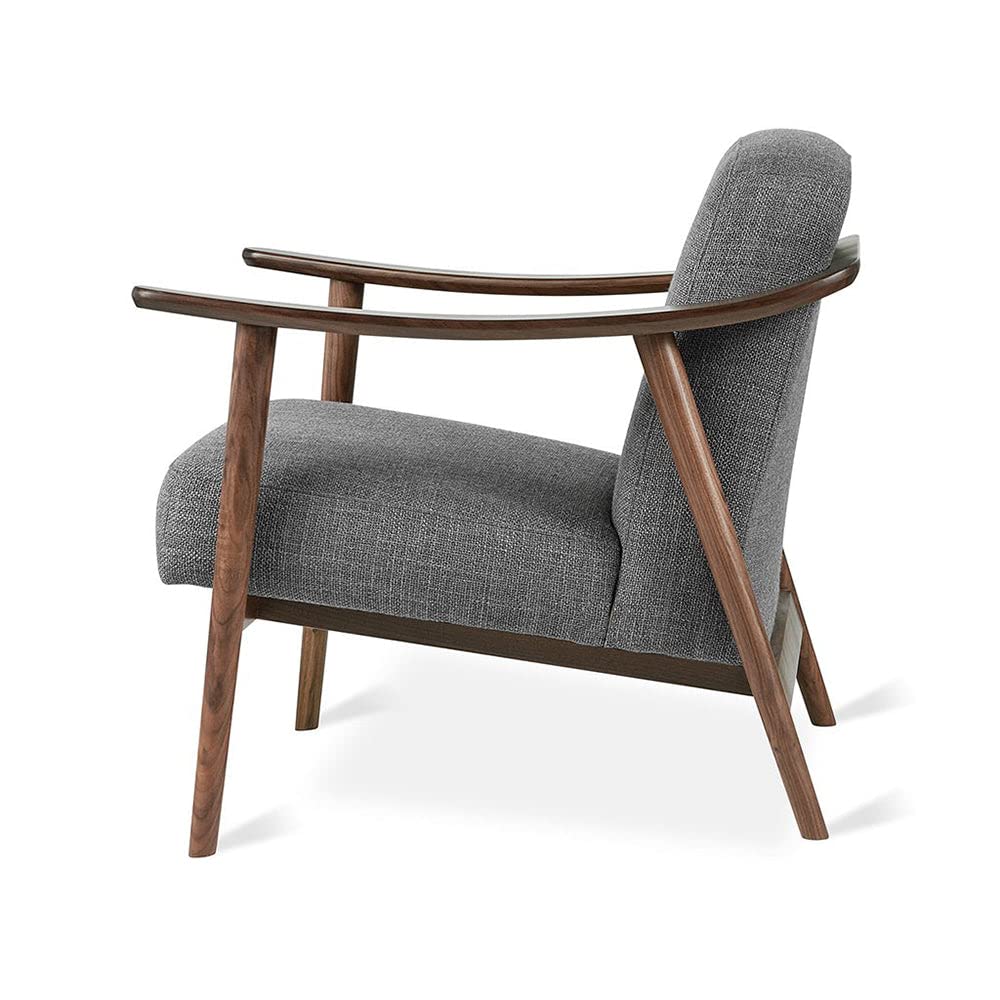 LSFH Unique Design Balticz Accent Chair Armchair with Solid Sagwan Wooden Frame Single Sofa Chair for Small Apartments, Living Room or Bedroom (Walnut Finish, Grey Set of 2 Chairs)