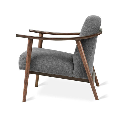 LSFH Unique Design Balticz Accent Chair Armchair with Solid Sagwan Wooden Frame Single Sofa Chair for Small Apartments, Living Room or Bedroom (Walnut Finish, Grey 1 Chair)