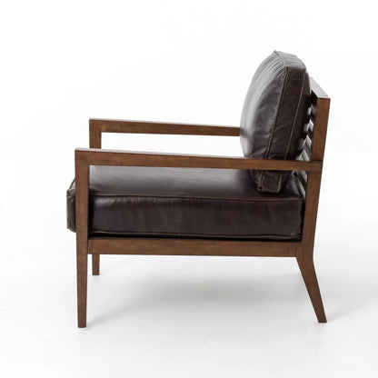 LSFH Unique Design True Innovations Laurent Leatherette Accent Chair Armchair with Solid Sagwan Wooden Frame Single Sofa Chair for Small Apartments, Living Room (Set of 2 Chairs, Dark Brown)