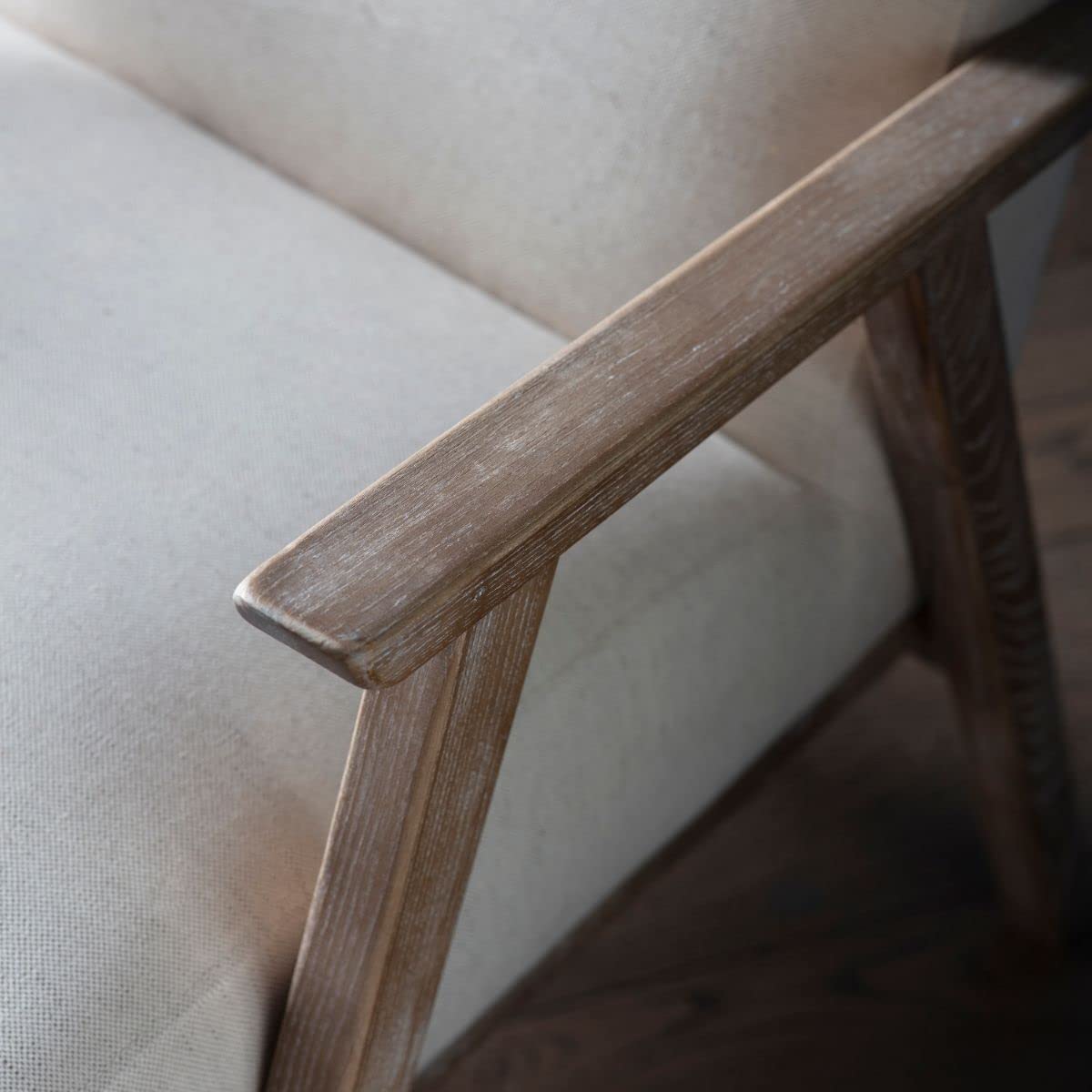 LSFH Unique Design True Innovations Odsey Accent Chair Armchair with Solid Sagwan Wooden Frame Single Sofa Chair for Small Apartments, Living Room or Bedroom (1 Chair, Beige)