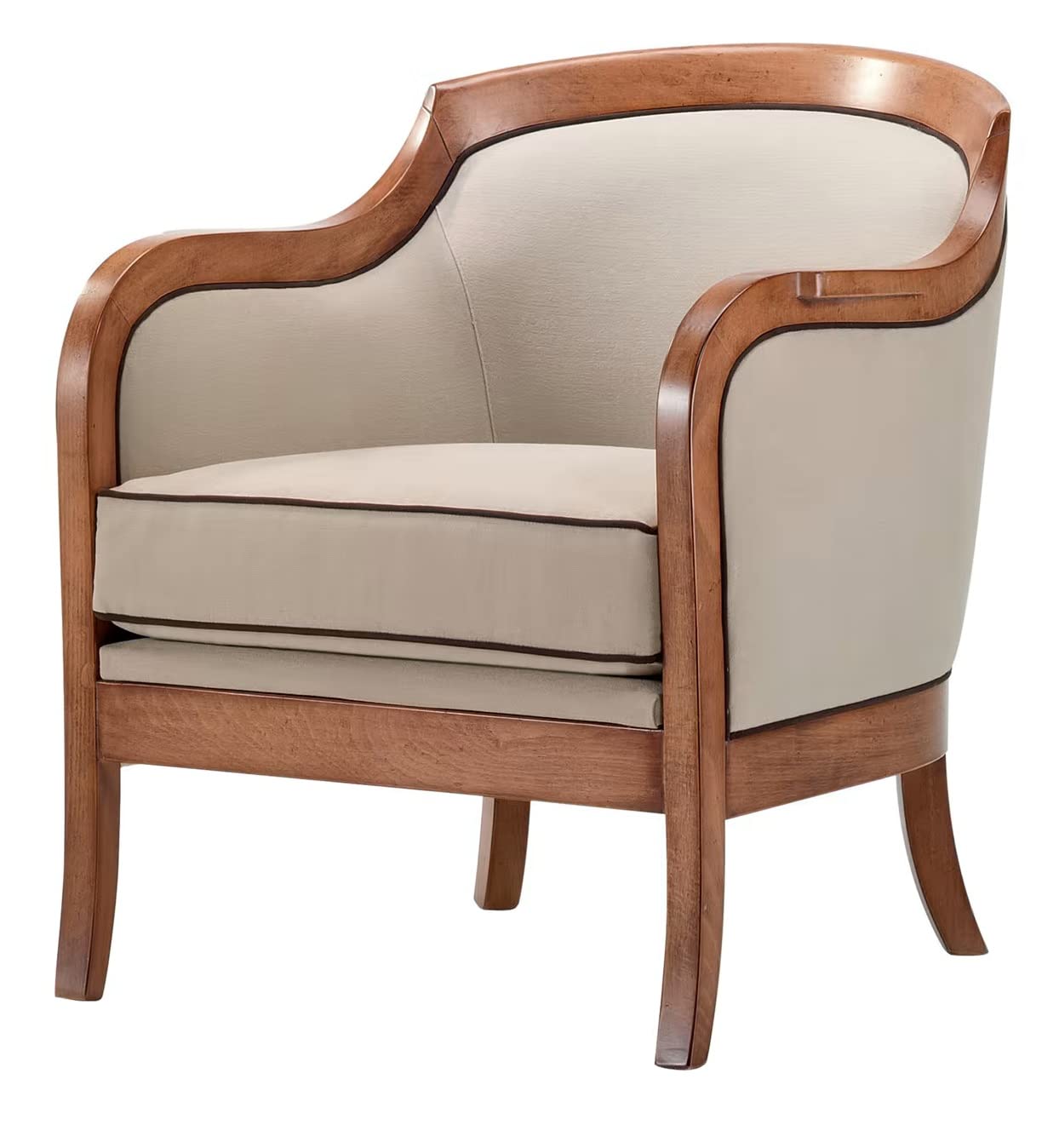 LSFH Unique Design True Innovations Moden Velvet Accent Chair Armchair with Solid Sagwan Wooden Frame Single Sofa Chair for Small Apartments, Living Room or Bedroom (Set of 2 Chairs, Beige)