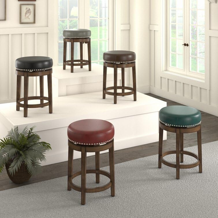 LSFH Unique Design True Innovations Arlettez Swivel Bar Stool with 100% Sagwan Wood Frame 360 Degree Ball & Cast Swivel Pub Height Bar Stool for Shop, Salon, Office and Home (1 Barstool, Green)