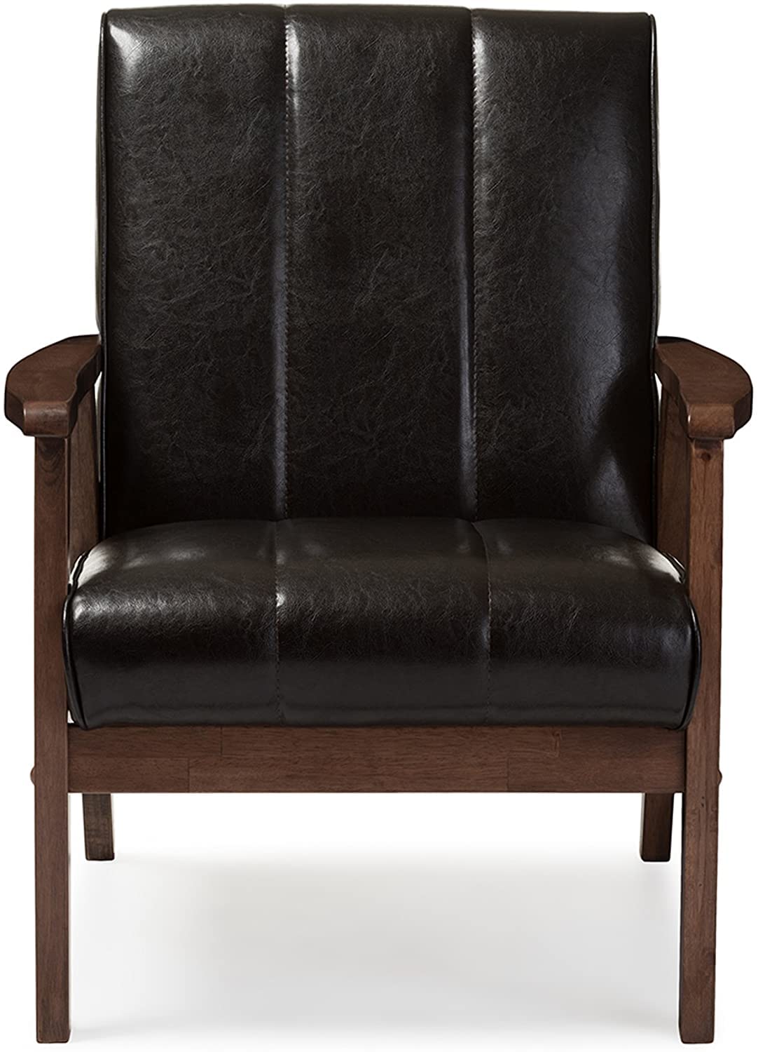 LSFH Unique Design Nikko Channel Tufted Accent Chair Armchair with Solid sagwan Wooden Frame Single Sofa Chair for Small Apartments, Living Room or Bedroom (Set of 2 Chairs, Dark Brown)