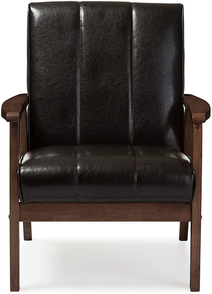 LSFH Unique Design Nikko Channel Tufted Accent Chair Armchair with Solid sagwan Wooden Frame Single Sofa Chair for Small Apartments, Living Room or Bedroom (Set of 2 Chairs, Dark Brown)