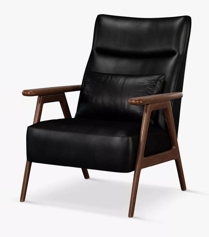 LSFH Unique Design True Innovations High Back Hendricks Leatherette Accent with Solid Sagwan Wooden Frame Single Sofa for Small Apartments, Living Room or Bedroom (1 Chair, Black)