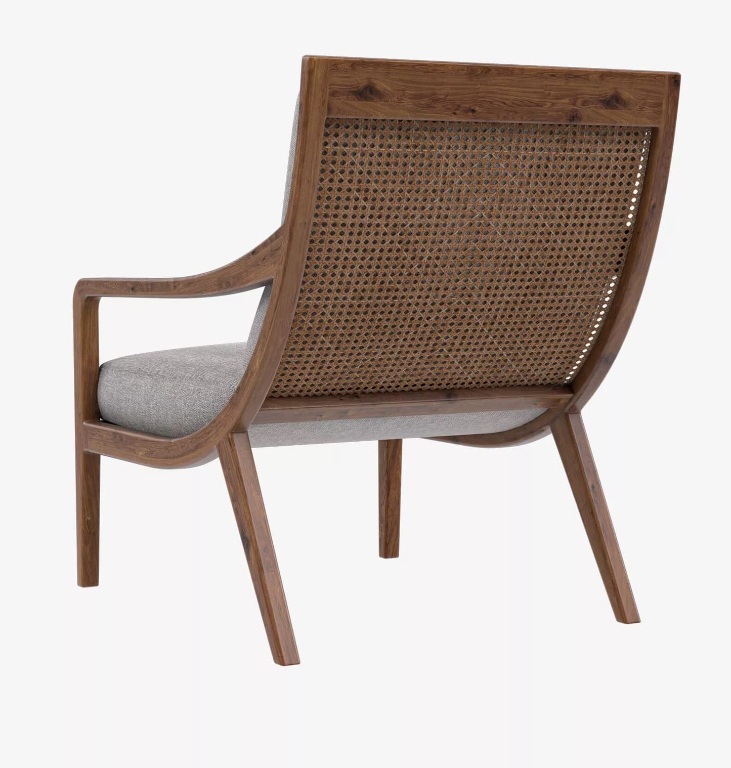 LSFH Unique Design True Innovations Haz Rattan Woven Chair Accent Chair Armchair with Solid Sagwan Wooden Frame Single Sofa Chair for Small Apartments, Living Room or Bedroom (Set of 2 Chairs, Grey)
