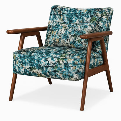 LSFH Unique Design True Innovations Grcia Hendricks Accent Chair Armchair with Solid Sagwan Wooden Frame Single Sofa Chair for Small Apartments, Living Room or Bedroom (2 Chairs, Blue Printed)