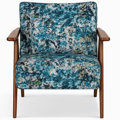 LSFH Unique Design True Innovations Grcia Hendricks Accent Chair Armchair with Solid Sagwan Wooden Frame Single Sofa Chair for Small Apartments, Living Room or Bedroom (2 Chairs, Blue Printed)