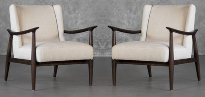 LSFH Unique Design True Innovations Clifton Accent Chair Armchair with Solid Sagwan Wooden Frame Single Sofa Chair for Small Apartments, Living Room or Bedroom (Set of 2 Chairs, Off-White)