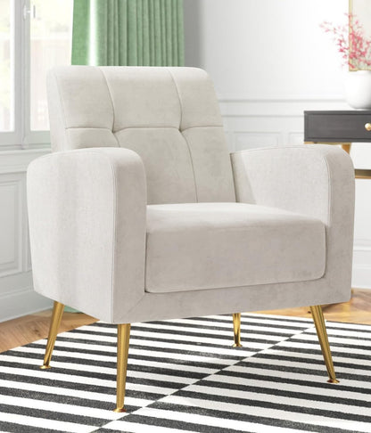 LSFH Unique Design True Innovations Florianaz Accent Chair, Armchair with Solid Sagwan Wooden Frame Single Sofa Chair for Small Apartments, Living Room or Bedroom (1 Chair, Beige)
