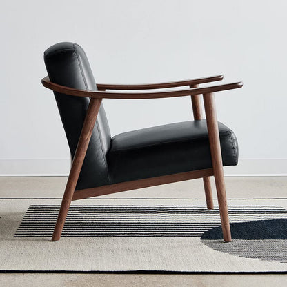 LSFH Unique Design Balticz Accent Chair Armchair with Solid Sagwan Wooden Frame Single Sofa Chair for Small Apartments, Living Room or Bedroom (Walnut Finish, Black 1 Chair)