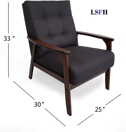 LSFH Unique Design True Innovations Waffle Stitch Tufted Accent Chair Armchair with Solid sagwan Wooden Frame Single Sofa Chair for Small Apartments, Living Room or Bedroom (Set of 2 Chairs, Grey)