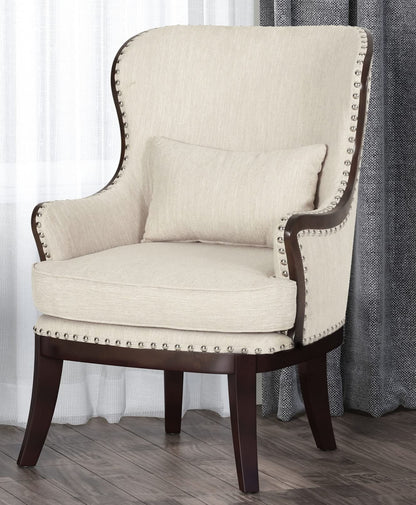 LSFH Unique Design True Innovations Mantua Accent Chair Armchair with Solid sagwan Wooden Legs Single Sofa Chair for Small Apartments, Living Room or Bedroom (Set of 2 Chair, Beige)