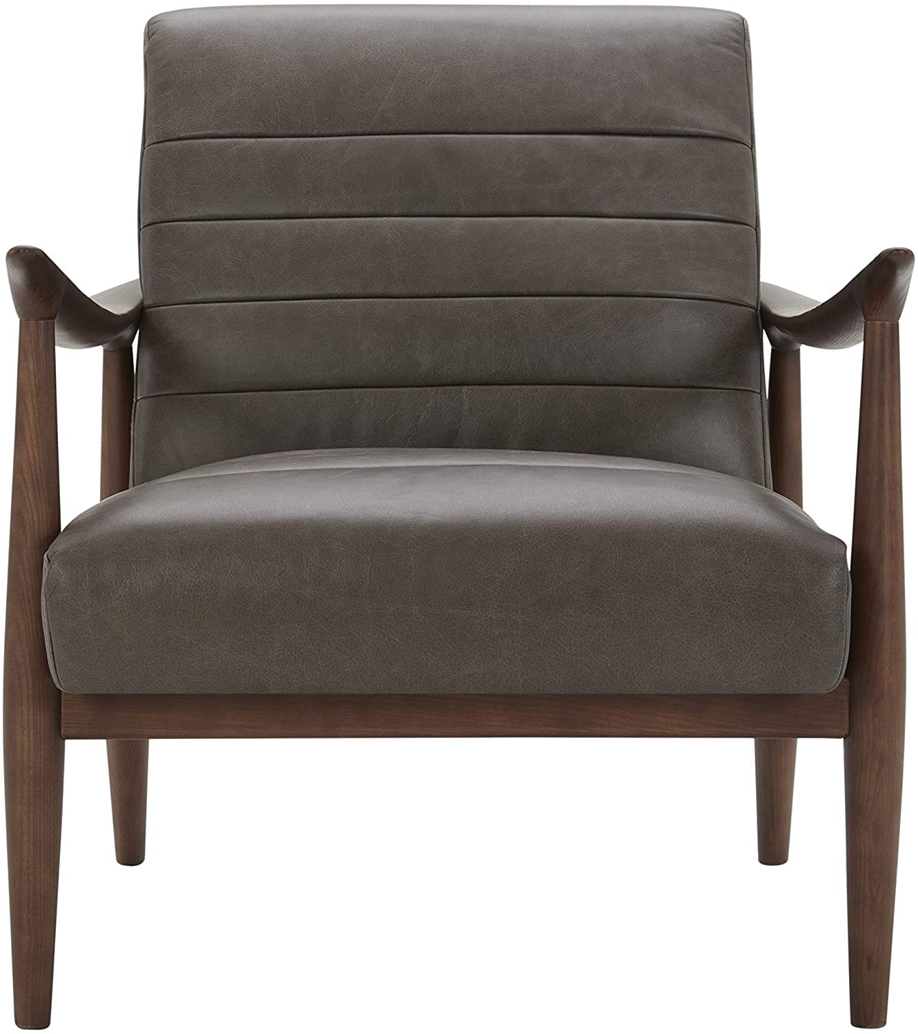 LSFH Unique Design Modern Channel Tufted Accent Chair Armchair with Solid Sagwan Wooden Frame Single Sofa Chair for Small Apartments, Living Room or Bedroom (Set of 2 Chairs, Charcoal)