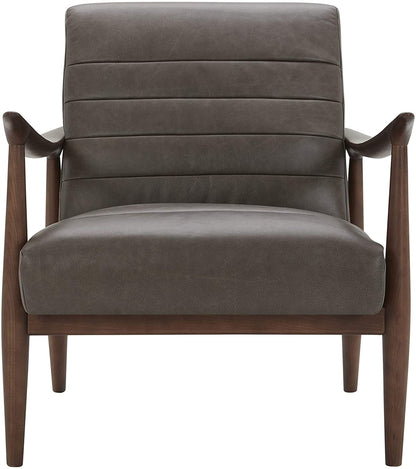 LSFH Unique Design Modern Channel Tufted Accent Chair Armchair with Solid Sagwan Wooden Frame Single Sofa Chair for Small Apartments, Living Room or Bedroom (Set of 2 Chairs, Charcoal)