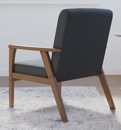LSFH Unique Design True Innovations Brookside Fabric Accent Chair Armchair with Solid Sagwan Wooden Frame Single Sofa Chair for Small Apartments, Living Room or Bedroom (1 Chair, Grey)