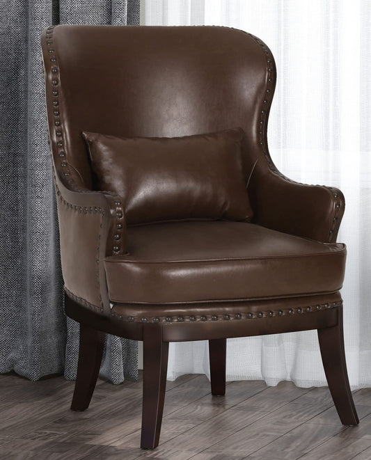 LSFH Unique Design True Innovations Mantua Accent Chair Armchair with Solid sagwan Wooden Legs Single Sofa Chair for Small Apartments, Living Room or Bedroom (1 Chair, Dark Brown)