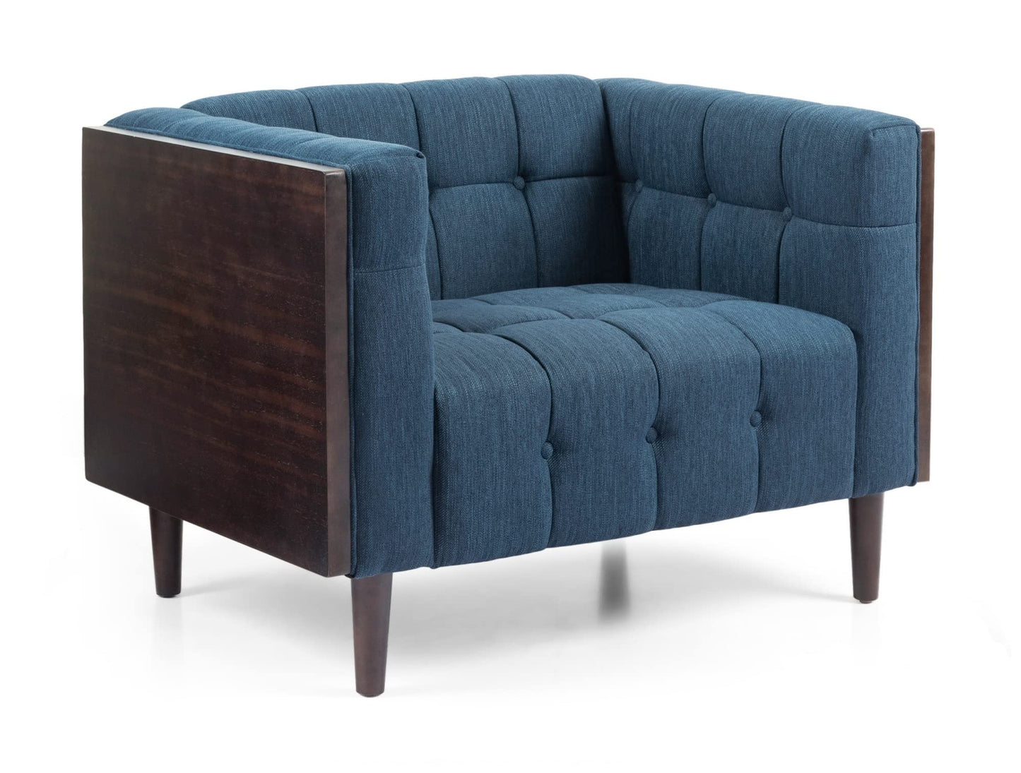 LSFH Unique Design True Innovations Larnan Tufted Accent Chair Armchair with Solid sagwan Wooden Frame Single Sofa Chair for Small Apartments, Living Room or Bedroom (Set of 2 Chairs, Navy)