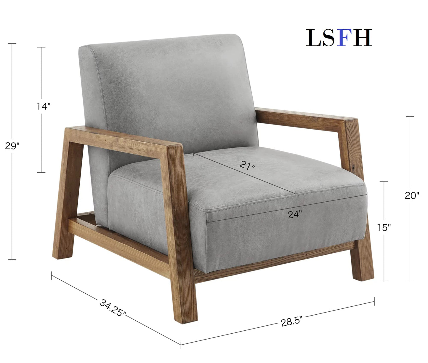 LSFH Unique Design Eastoz Lounge Chair, Accent Chair Armchair with Solid Sagwan Wooden Frame Single Sofa Chair for Small Apartments, Living Room or Bedroom (Set of 2 Chairs, Grey)