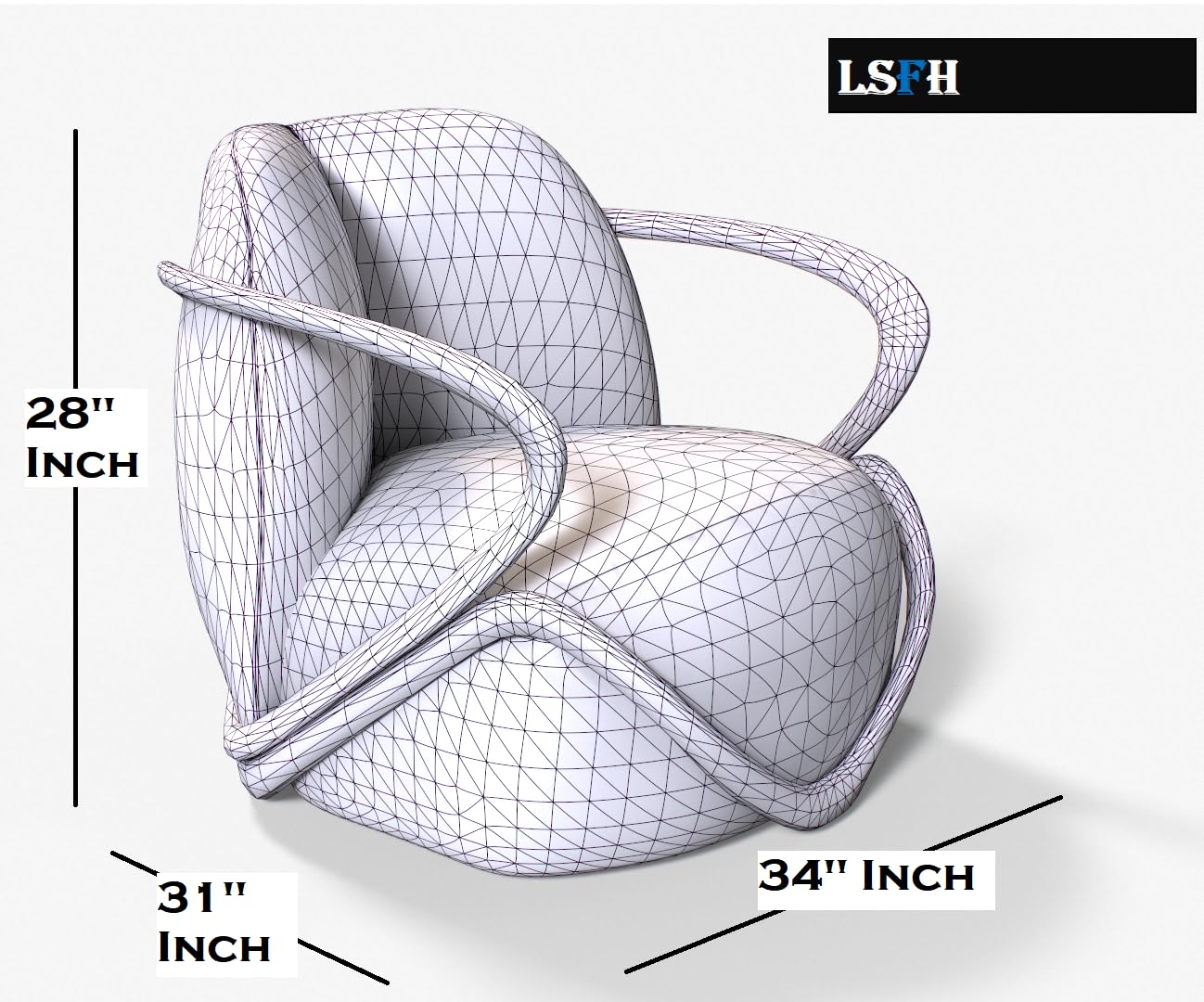 LSFH Unique Design Fabric Upholstered Huge Accent Chair, Armchair with Solid Sagwan Wooden Frame Single Sofa Chair for Small Apartments, Living Room or Bedroom (1 Chair, Beige)