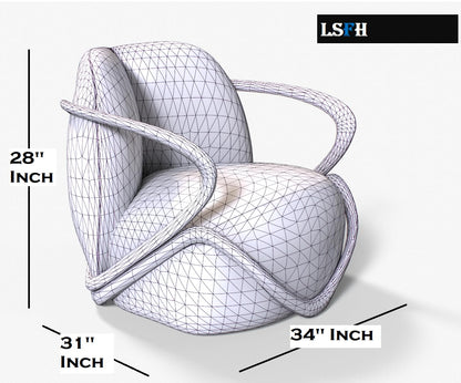 LSFH Unique Design Fabric Upholstered Huge Accent Chair, Armchair with Solid Sagwan Wooden Frame Single Sofa Chair for Small Apartments, Living Room or Bedroom (1 Chair, Beige)