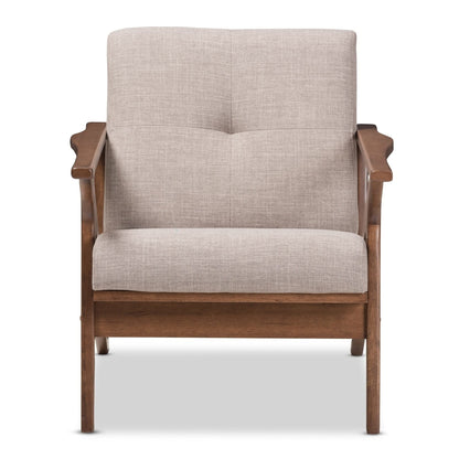 LSFH Unique Design True Innovations Bianca Fabric Accent Chair Armchair with Solid Sagwan Wooden Frame Single Sofa Chair for Small Apartments, Living Room or Bedroom (1 Chair, Grey)
