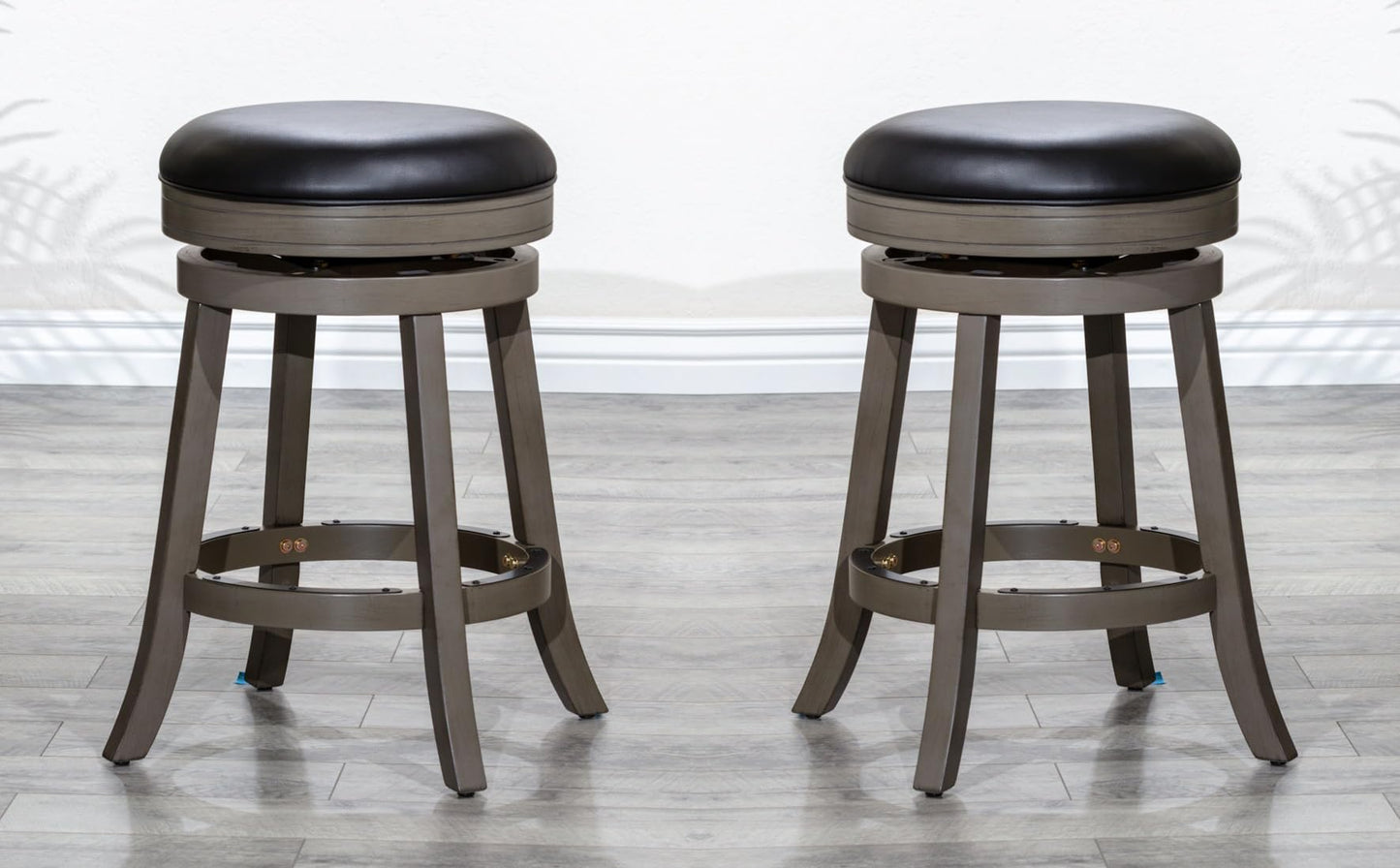 LSFH Unique Design True Innovations Wood Stack Stool Round Shape for Small Apartments, Living Room or Bedroom (Set of 2 Barstools, Black)