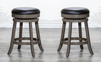 LSFH Unique Design True Innovations Wood Stack Stool Round Shape for Small Apartments, Living Room or Bedroom (Set of 2 Barstools, Black)