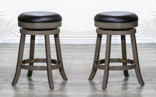 LSFH Unique Design True Innovations Wood Stack Stool Round Shape for Small Apartments, Living Room or Bedroom (Set of 2 Barstools, Black)