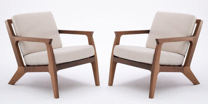 LSFH Unique Design Retre Chair, Handmade Lounge Chair Accent Chair Armchair with Solid Sagwan Wooden Frame Single Sofa Chair for Small Apartments, Living Room or Bedroom (Set of 2 Chairs, Beige)