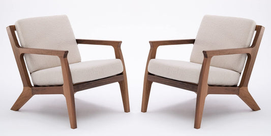 LSFH Unique Design Retre Chair, Handmade Lounge Chair Accent Chair Armchair with Solid Sagwan Wooden Frame Single Sofa Chair for Small Apartments, Living Room or Bedroom (Set of 2 Chairs, Beige)