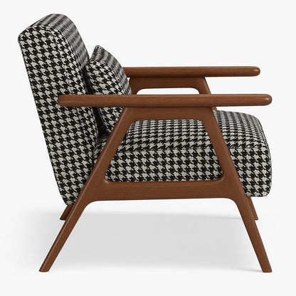 LSFH Hendricks Soft Suede Printed Accent Armchair – Stylish Single Sofa with Solid Sagwan Wood Frame for Living Room, Bedroom & Small Spaces (1 Chair, Printed)