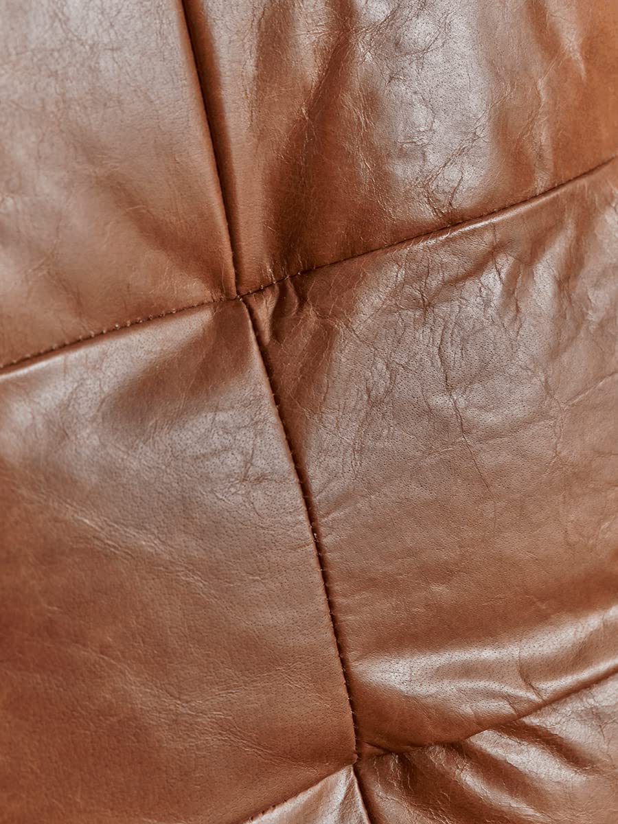 LSFH Unique Design True Innovations Buttoned Leatherette Accent Chair Armchair with Gold Stainless Steel Legs Single Sofa Chair for Small Apartments, Living Room or Bedroom (1 Chair, Brown)