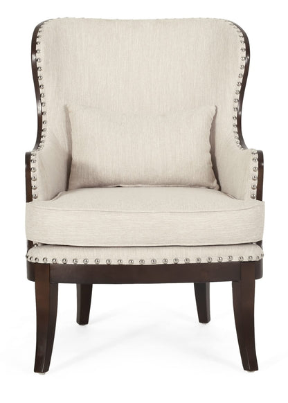 LSFH Unique Design True Innovations Mantua Accent Chair Armchair with Solid sagwan Wooden Legs Single Sofa Chair for Small Apartments, Living Room or Bedroom (Set of 2 Chair, Beige)