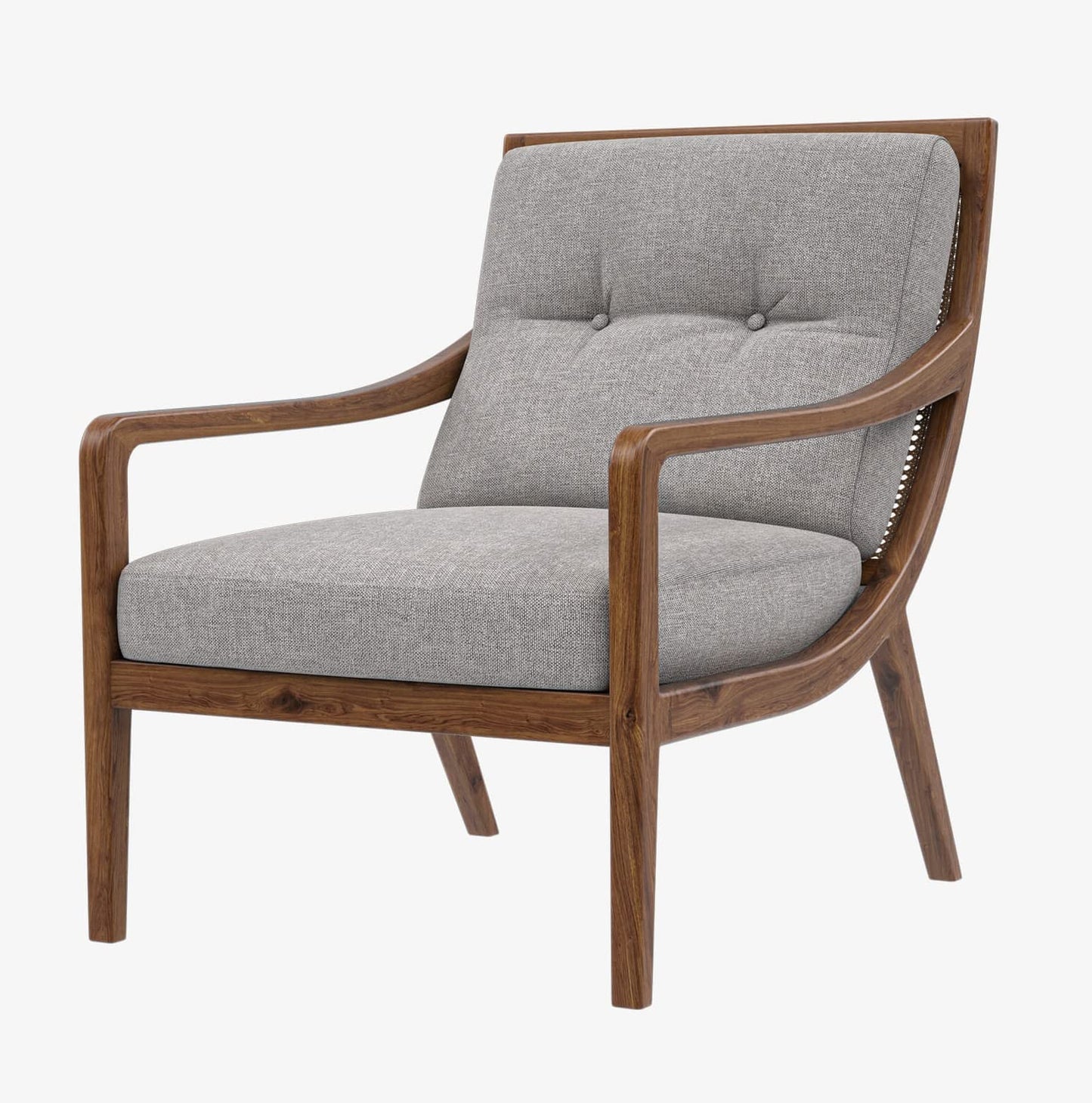 LSFH Unique Design True Innovations Haz Rattan Woven Chair Accent Chair Armchair with Solid Sagwan Wooden Frame Single Sofa Chair for Small Apartments, Living Room or Bedroom (1 Chair, Grey)